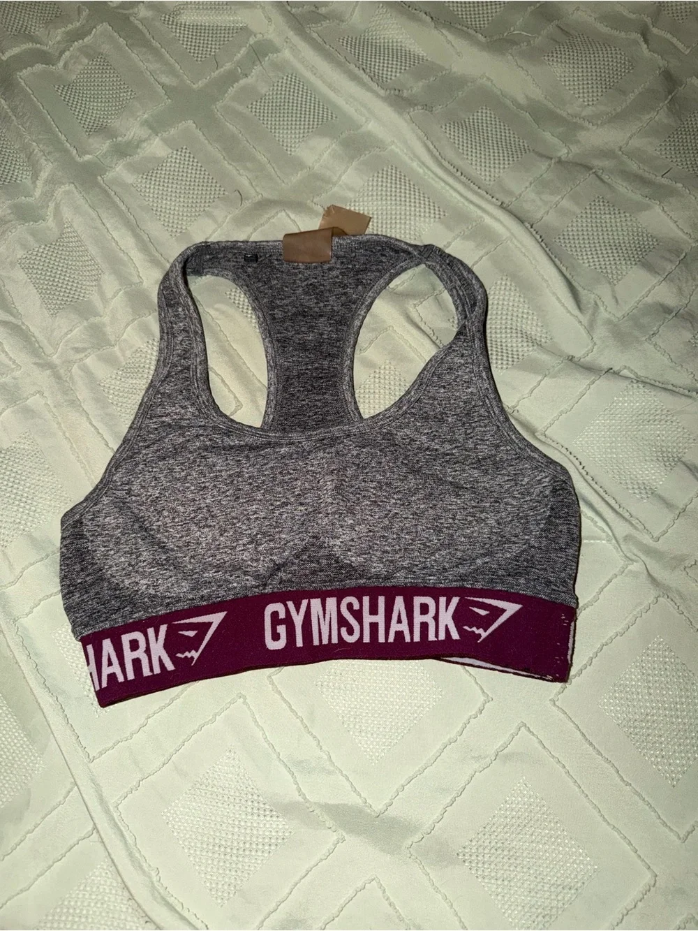 Gymshark Grey Seamless Sports Bra with Maroon Band